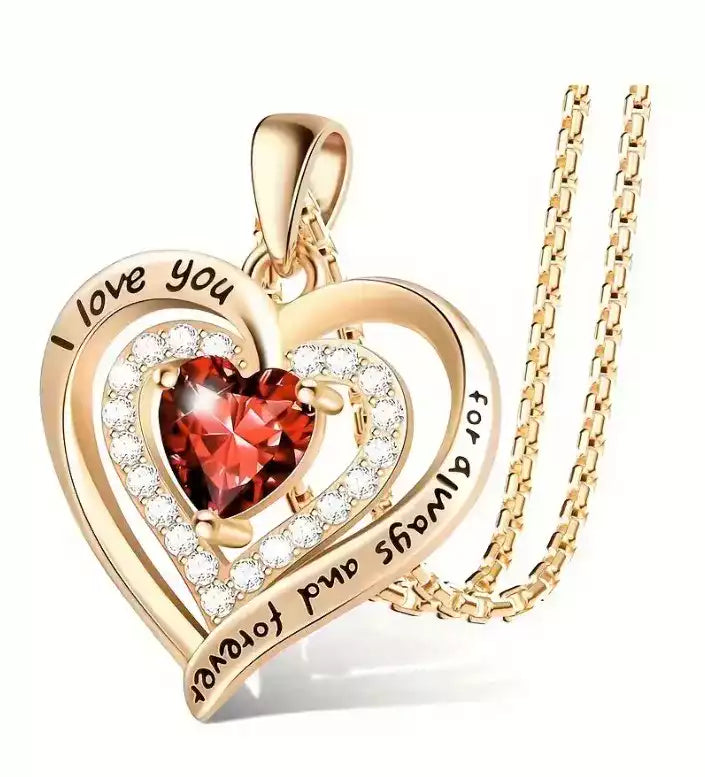 Pendentif cœur en argent avec incrustation de zircons brillants