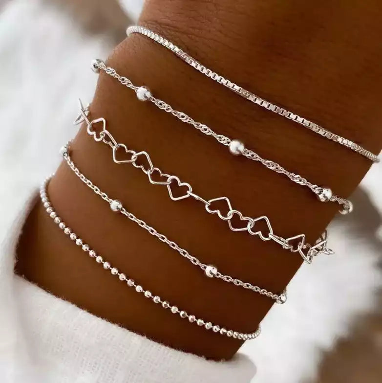 💖 Ensemble de Bracelets Cœur en Métal 09533RE02 – Élégance & Amour 💖