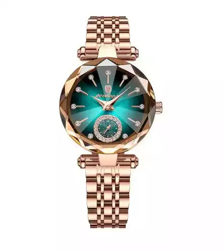 Montre POEDAGAR pour femme avec bracelet en acier inoxydable or rose et cadran scintillant