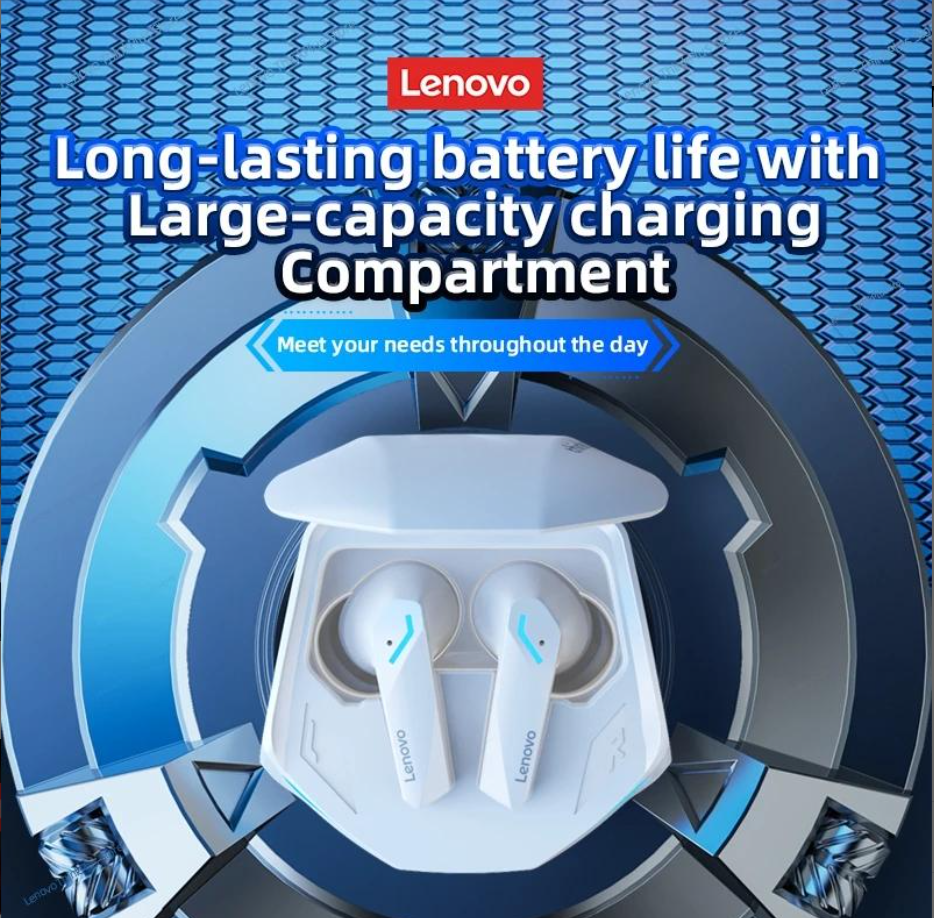 Écouteurs Sans-Fil Lenovo ThinkPlus GM2 Pro — Bluetooth 5.3, Faible Latence jeu, Étui USB-C 350mAh, Autonomie 30h, Réduction Passive de Bruit — Noir / Blanc