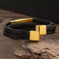 Bracelet homme triple tour en cuir et perles naturelles