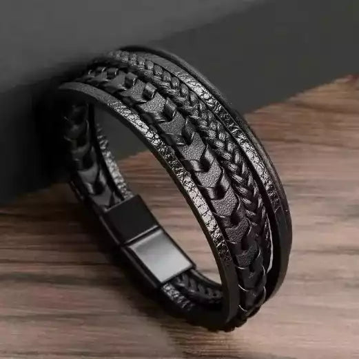 Bracelet multirangs pour homme avec pierres d’Œil de Tigre