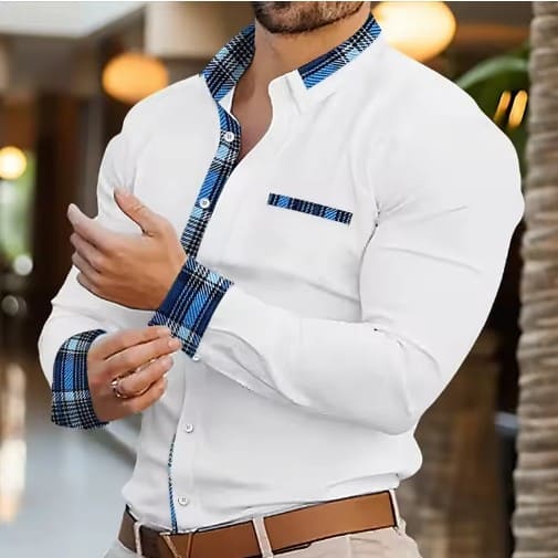 Chemise d'Affaires à Revers pour Hommes – Élégance Intemporelle