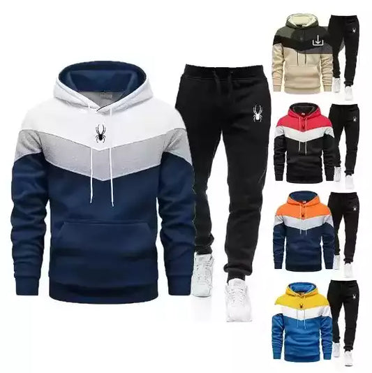 Ensemble tricolore sport et confort pour homme, idéal pour les entraînements et les sorties décontractées.