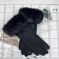 Gants en cuir suédé noir – Élégance et protection contre le froid.