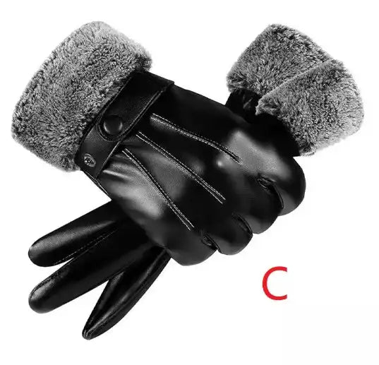 Gants d’Hiver Classiques en Cuir PU Noir pour Hommes – Élégance et Chaleur