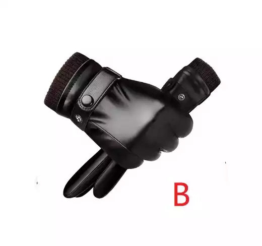 Gants d’Hiver Classiques en Cuir PU Noir pour Hommes – Élégance et Chaleur