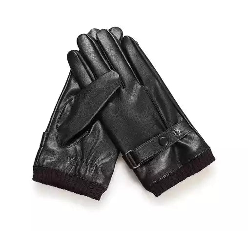 Gants d’Hiver Classiques en Cuir PU Noir pour Hommes – Élégance et Chaleur