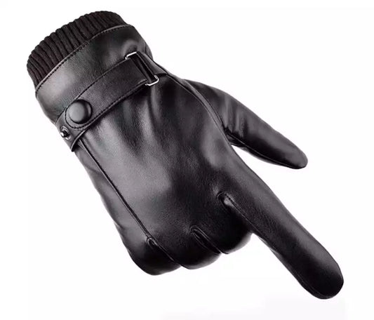 Gants d’Hiver Classiques en Cuir PU Noir pour Hommes – Élégance et Chaleur