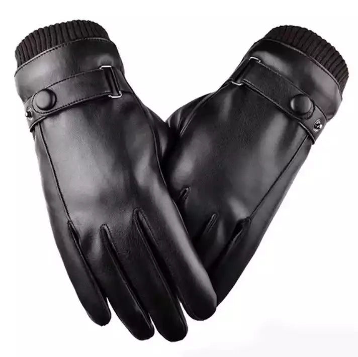 Gants d’Hiver Classiques en Cuir PU Noir pour Hommes – Élégance et Chaleur