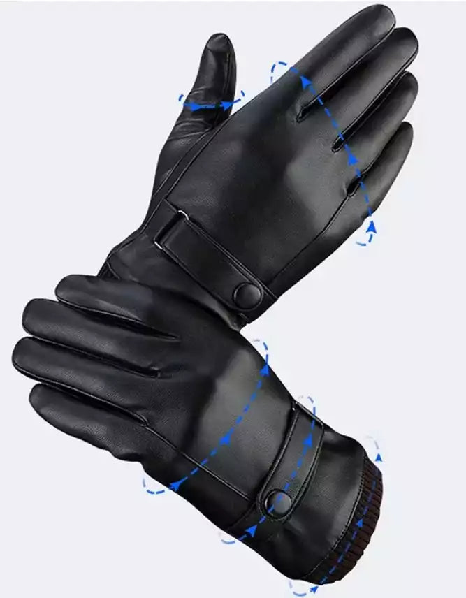 Gants d’Hiver Classiques en Cuir PU Noir pour Hommes – Élégance et Chaleur