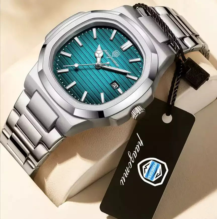 Montre PAAZOMU pour homme élégante avec cadran vert