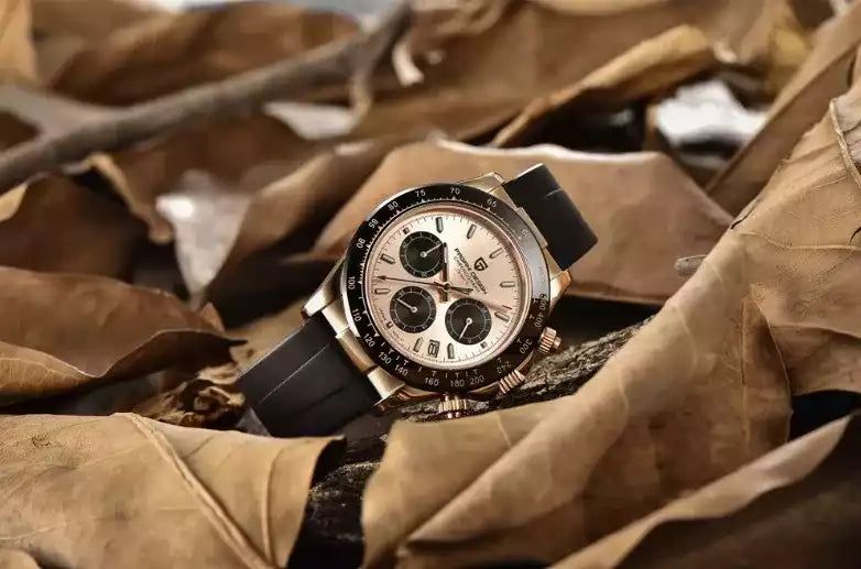 Homme élégant portant la montre PAGANI Chronographe avec une tenue business.