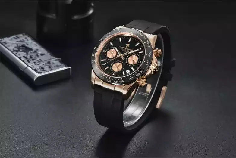 Chronomètre activé sur la montre PAGANI Chronographe, idéal pour les sportifs.