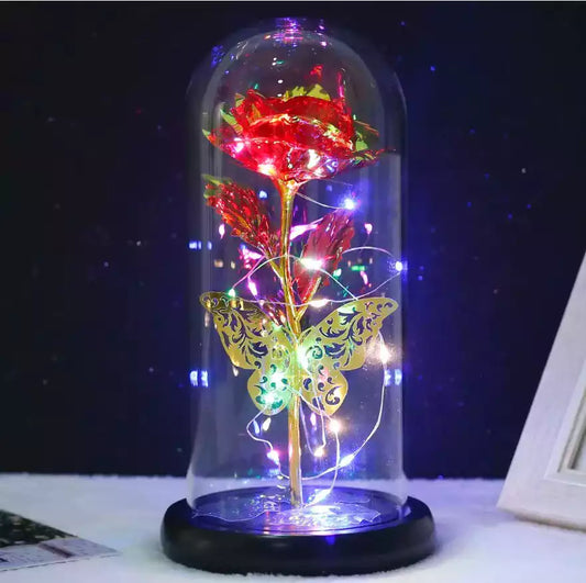 Rose Éternelle LED sous Cloche – Symbole d'Amour Intemporel