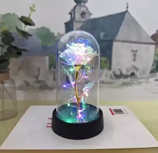 Base en plastique de la Rose Éternelle LED sous Cloche