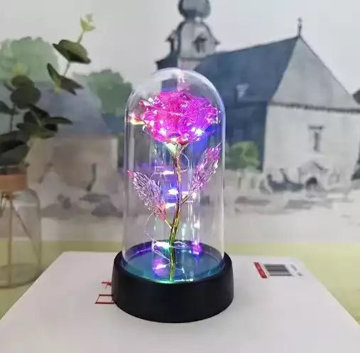 Matériaux de qualité de la Rose Éternelle LED sous Cloche