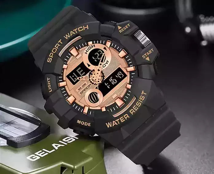 Vue arrière du boîtier de la montre SANDA Quartz Sport G en acier inoxydable